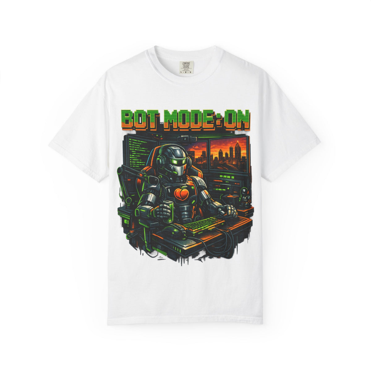 Bot Mode On T-Shirt — Retro Cyberpunk Robot Gamer Tee