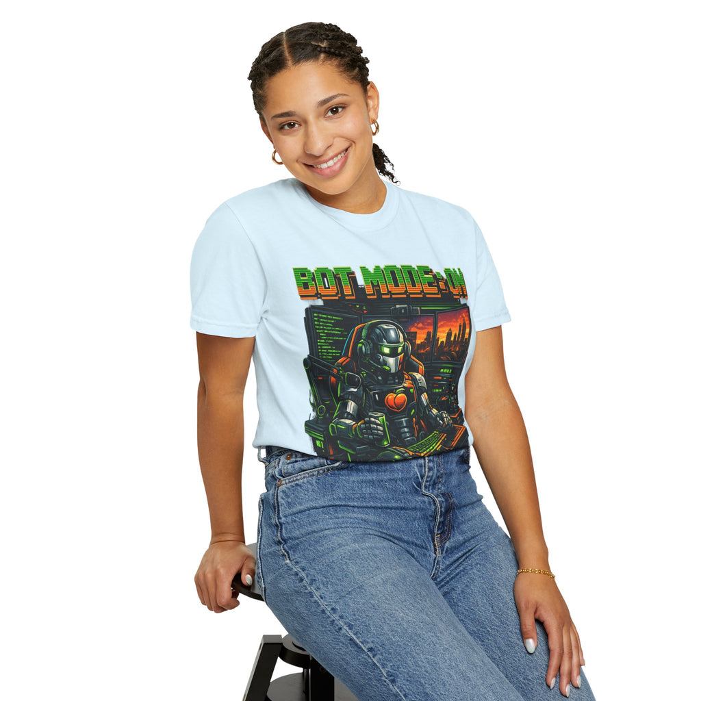 Bot Mode On T-Shirt — Retro Cyberpunk Robot Gamer Tee