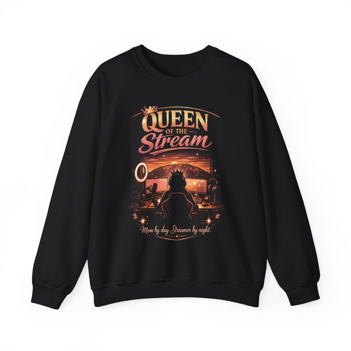 Queen of the Stream Crewneck Sweatshirt — Gamer Streaming Retro Design
