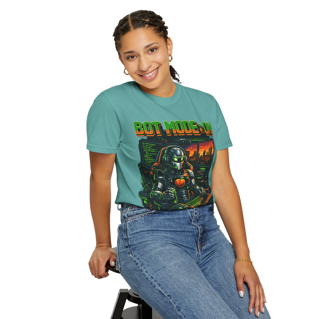 Bot Mode On T-Shirt — Retro Cyberpunk Robot Gamer Tee