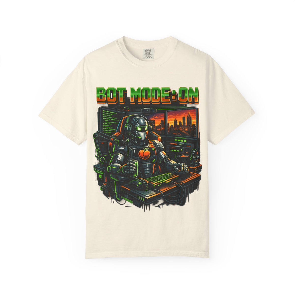 Bot Mode On T-Shirt — Retro Cyberpunk Robot Gamer Tee