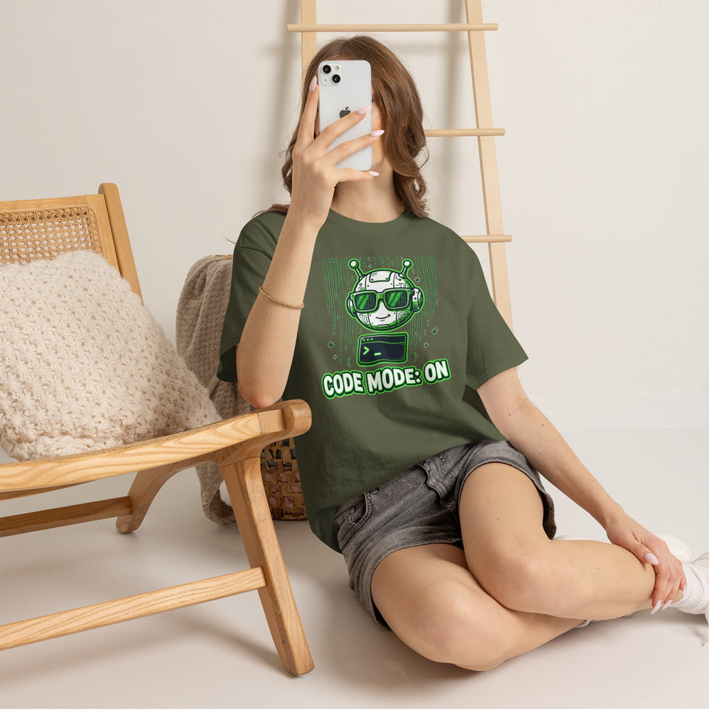 Code Mode On T-Shirt — Funny Programmer Alien Graphic Tee for Developers