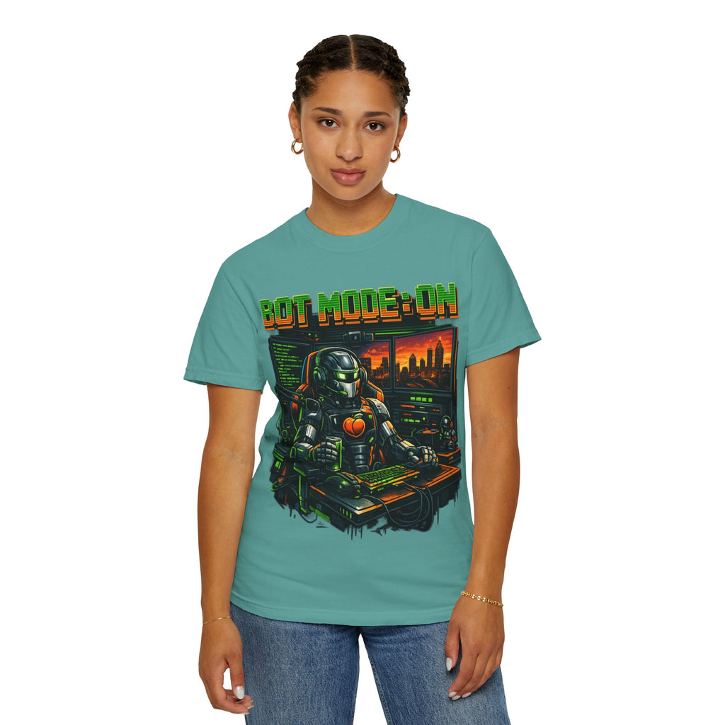 Bot Mode On T-Shirt — Retro Cyberpunk Robot Gamer Tee