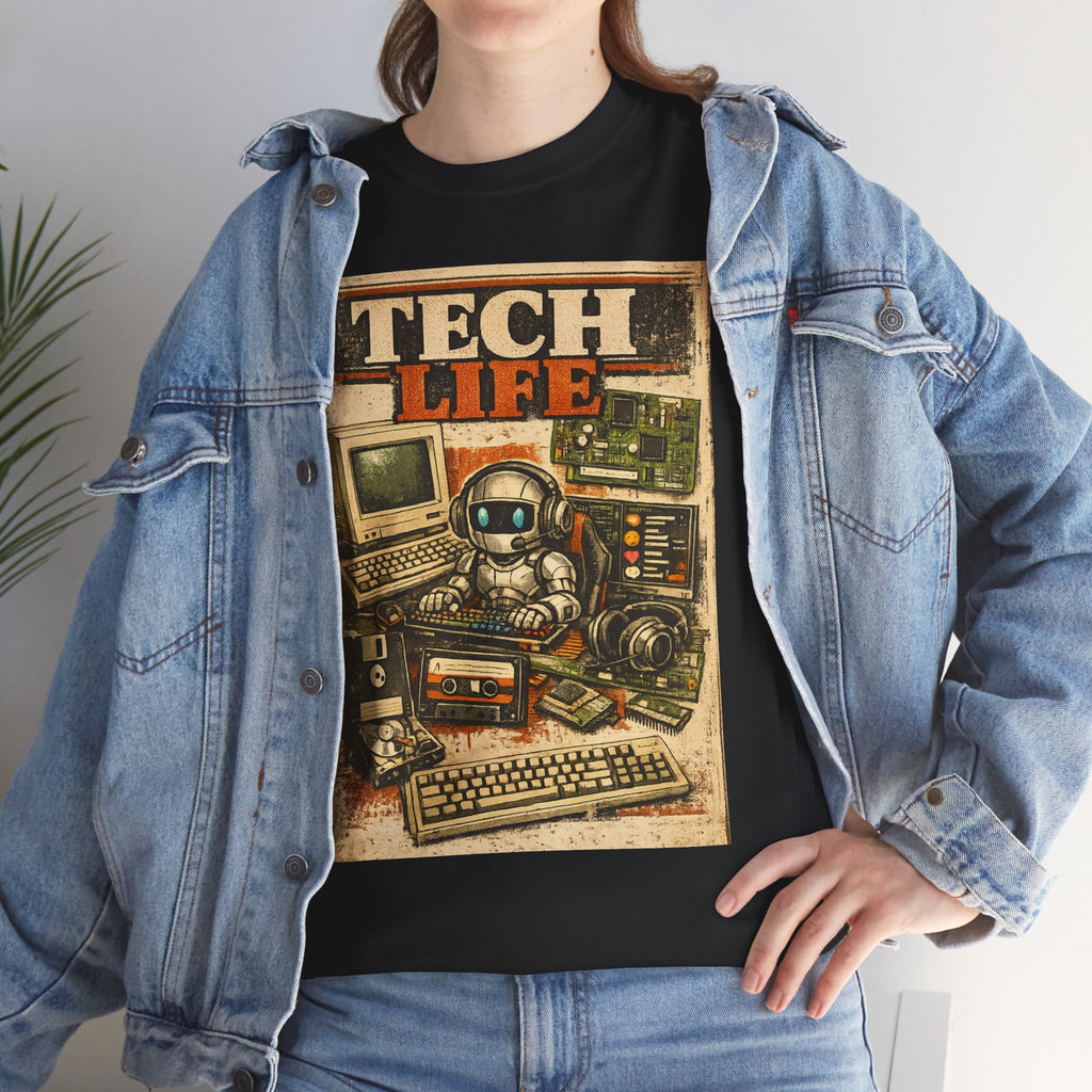 Tech Life T-Shirt — Retro Computer & Gadget Graphic Tee for Geeks