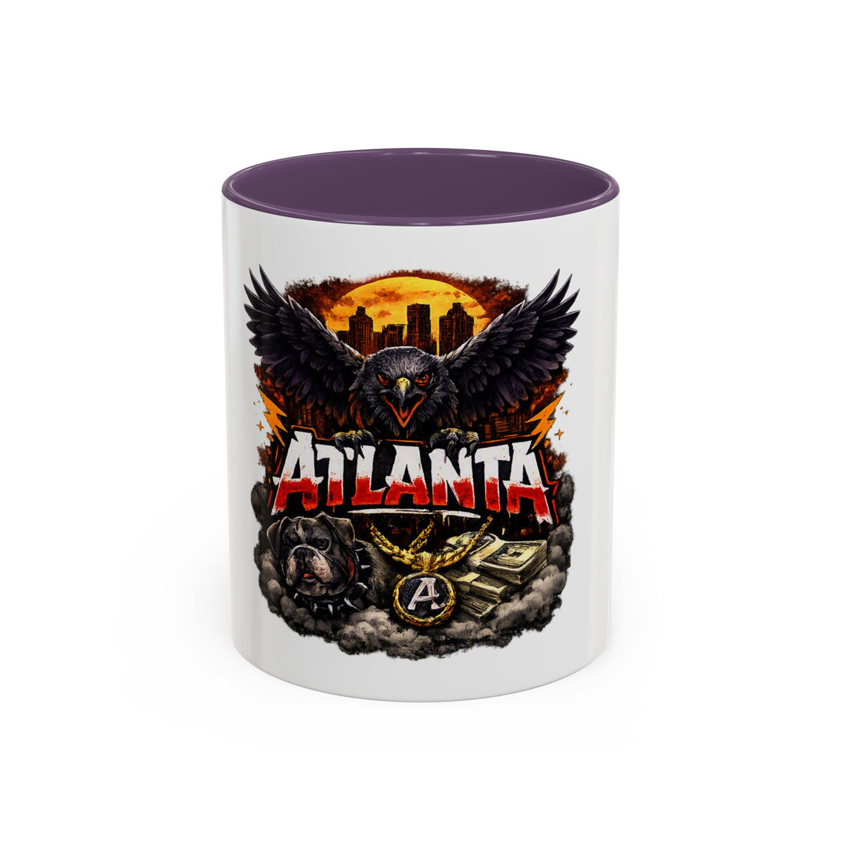 Atlanta Raven Graphic Coffee Mug – City Skyline, Money & Bold Team Vibe (11/15oz)
