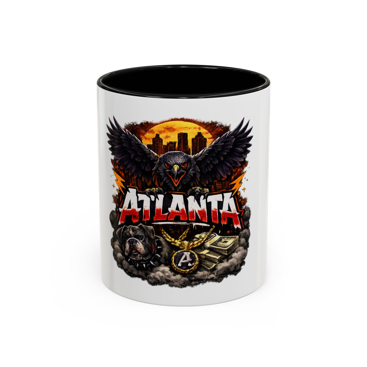 Atlanta Raven Graphic Coffee Mug – City Skyline, Money & Bold Team Vibe (11/15oz)