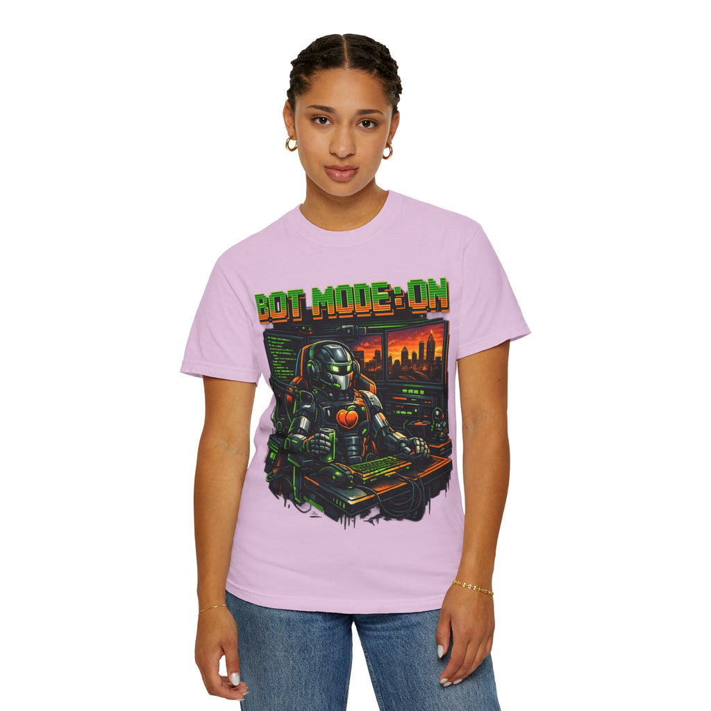 Bot Mode On T-Shirt — Retro Cyberpunk Robot Gamer Tee