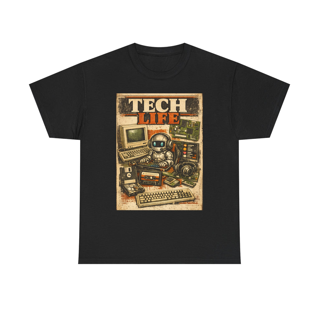 Tech Life T-Shirt — Retro Computer & Gadget Graphic Tee for Geeks