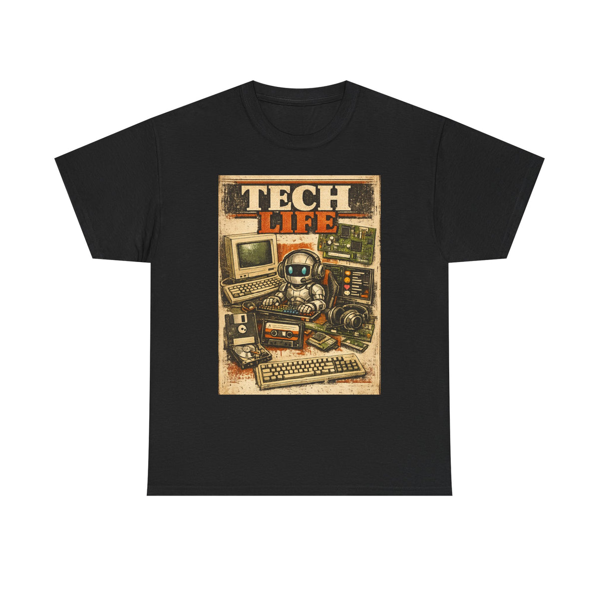 Tech Life T-Shirt — Retro Computer & Gadget Graphic Tee for Geeks