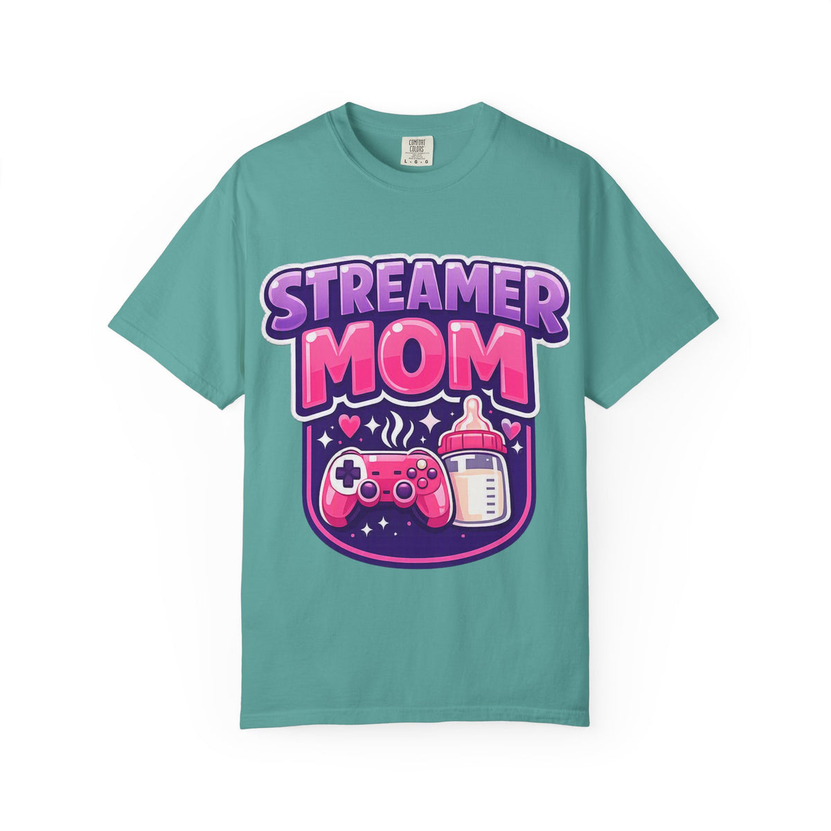 Streamer Mom T-Shirt — Gamer Mom Graphic Tee with Controller & Baby Bottle