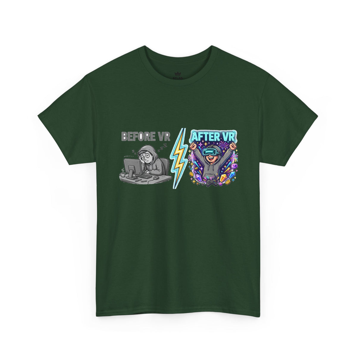 Before VR / After VR T-Shirt — Funny Gamer VR Reality Contrast Tee