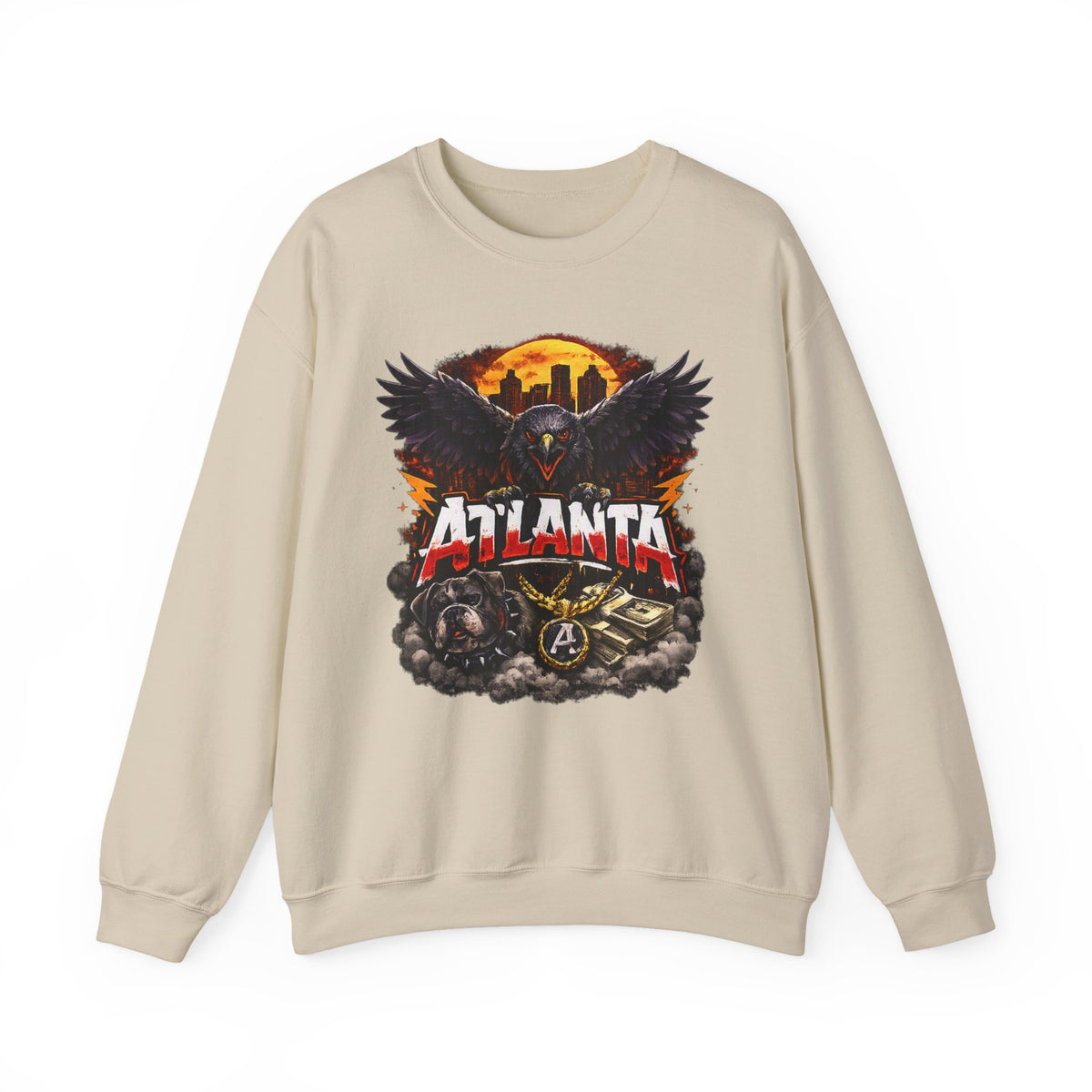 Atlanta Raven Graphic Sweatshirt – City Skyline Vintage Motorcycle Design