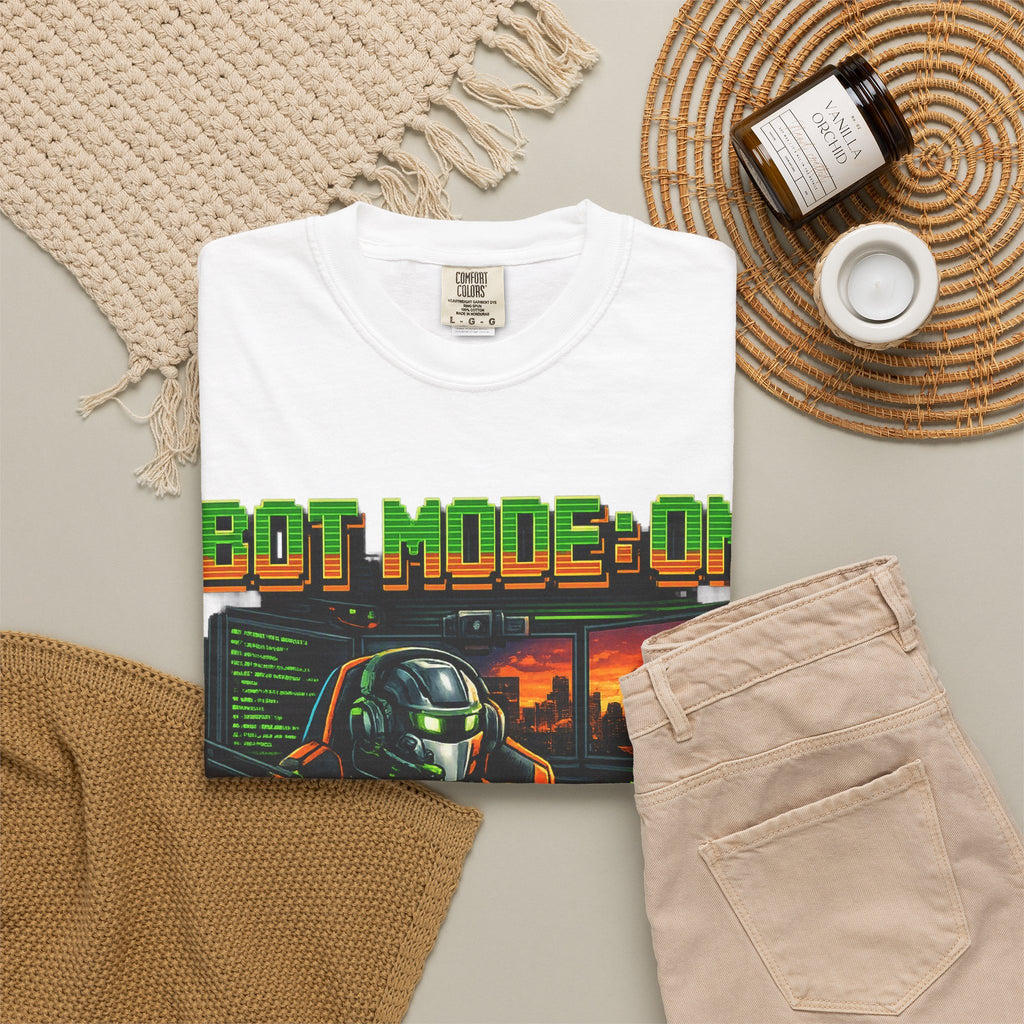 Bot Mode On T-Shirt — Retro Cyberpunk Robot Gamer Tee