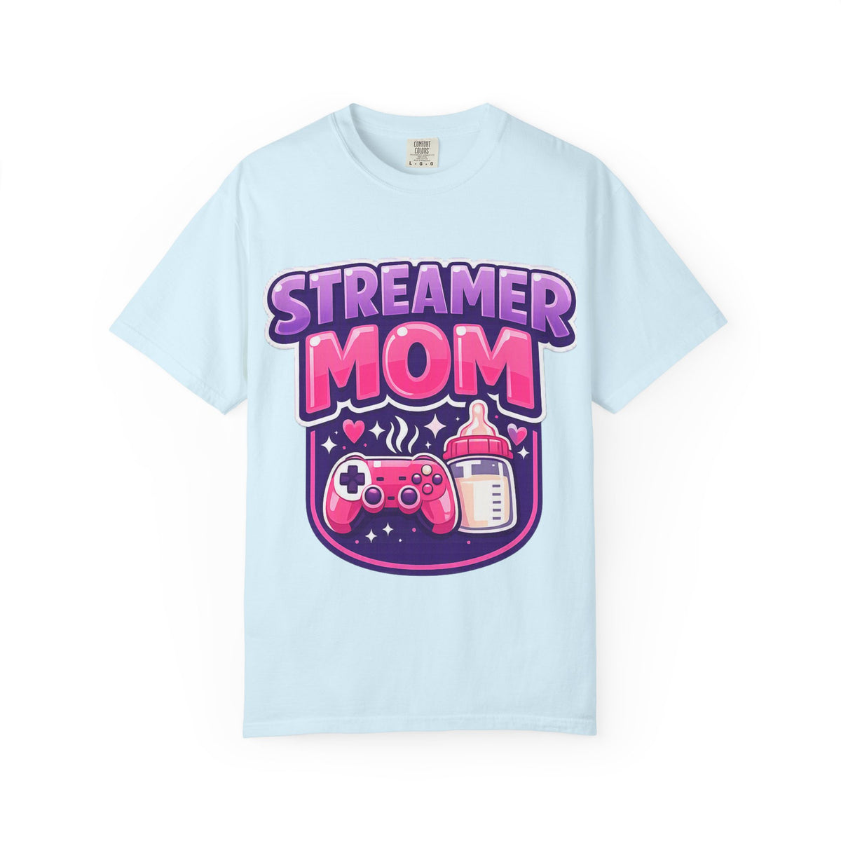 Streamer Mom T-Shirt — Gamer Mom Graphic Tee with Controller & Baby Bottle
