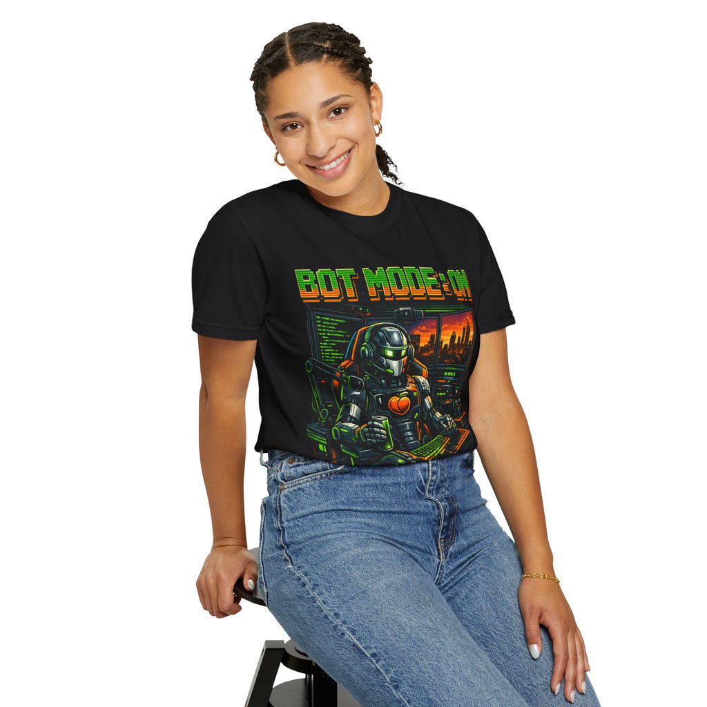 Bot Mode On T-Shirt — Retro Cyberpunk Robot Gamer Tee