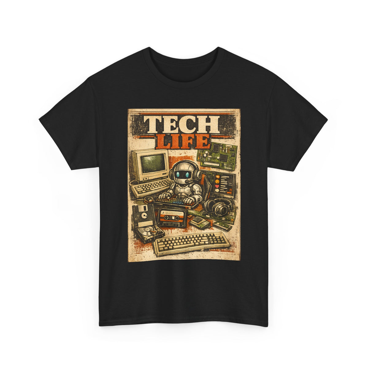 Tech Life T-Shirt — Retro Computer & Gadget Graphic Tee for Geeks