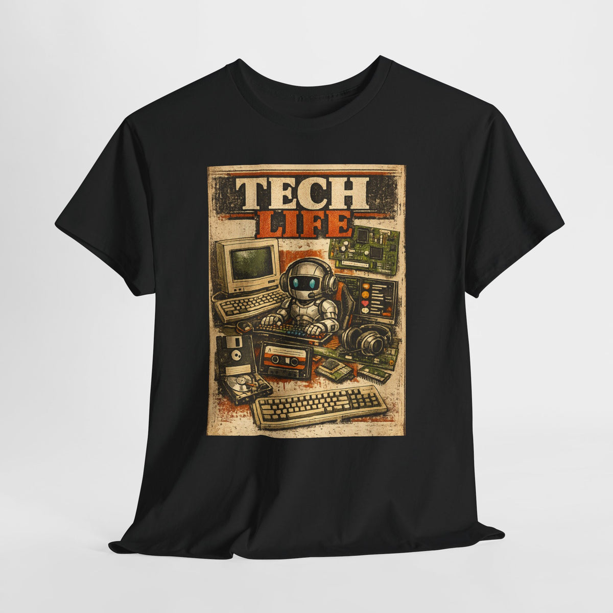 Tech Life T-Shirt — Retro Computer & Gadget Graphic Tee for Geeks
