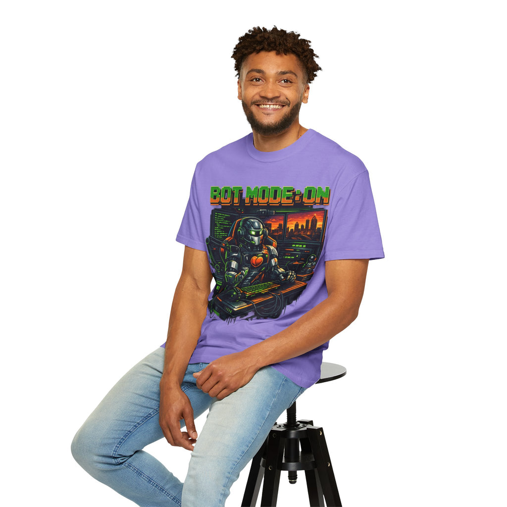 Bot Mode On T-Shirt — Retro Cyberpunk Robot Gamer Tee
