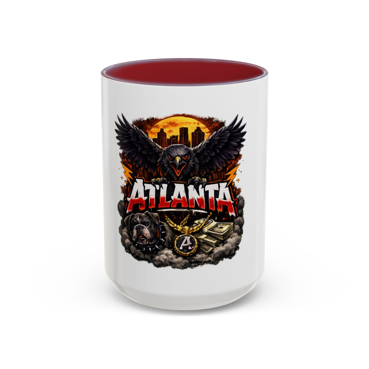 Atlanta Raven Graphic Coffee Mug – City Skyline, Money & Bold Team Vibe (11/15oz)