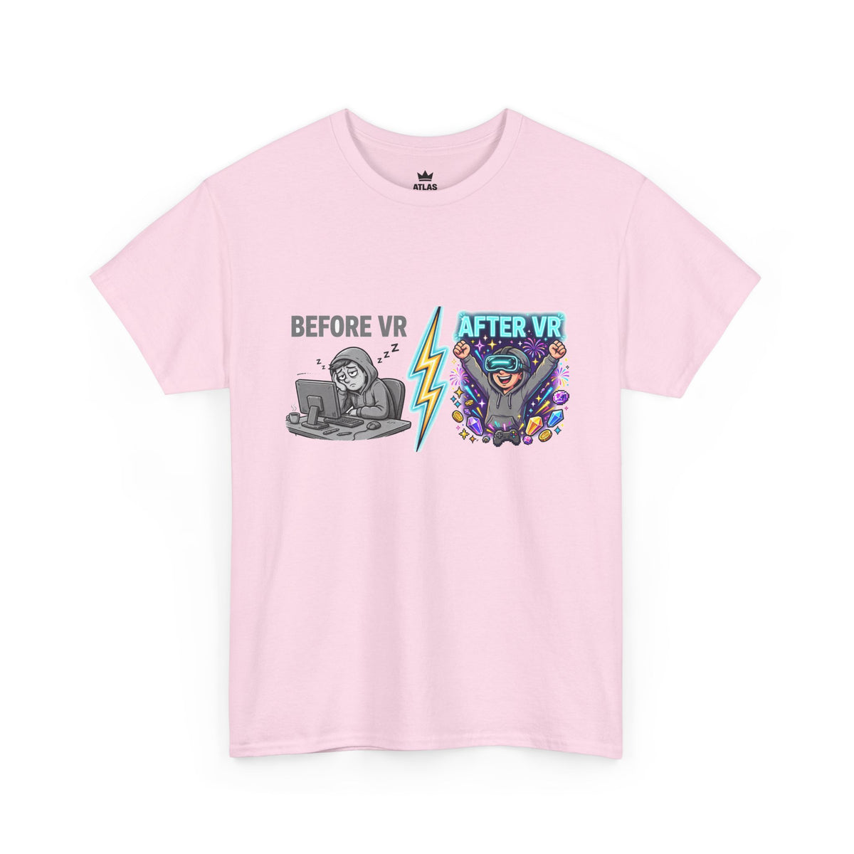 Before VR / After VR T-Shirt — Funny Gamer VR Reality Contrast Tee