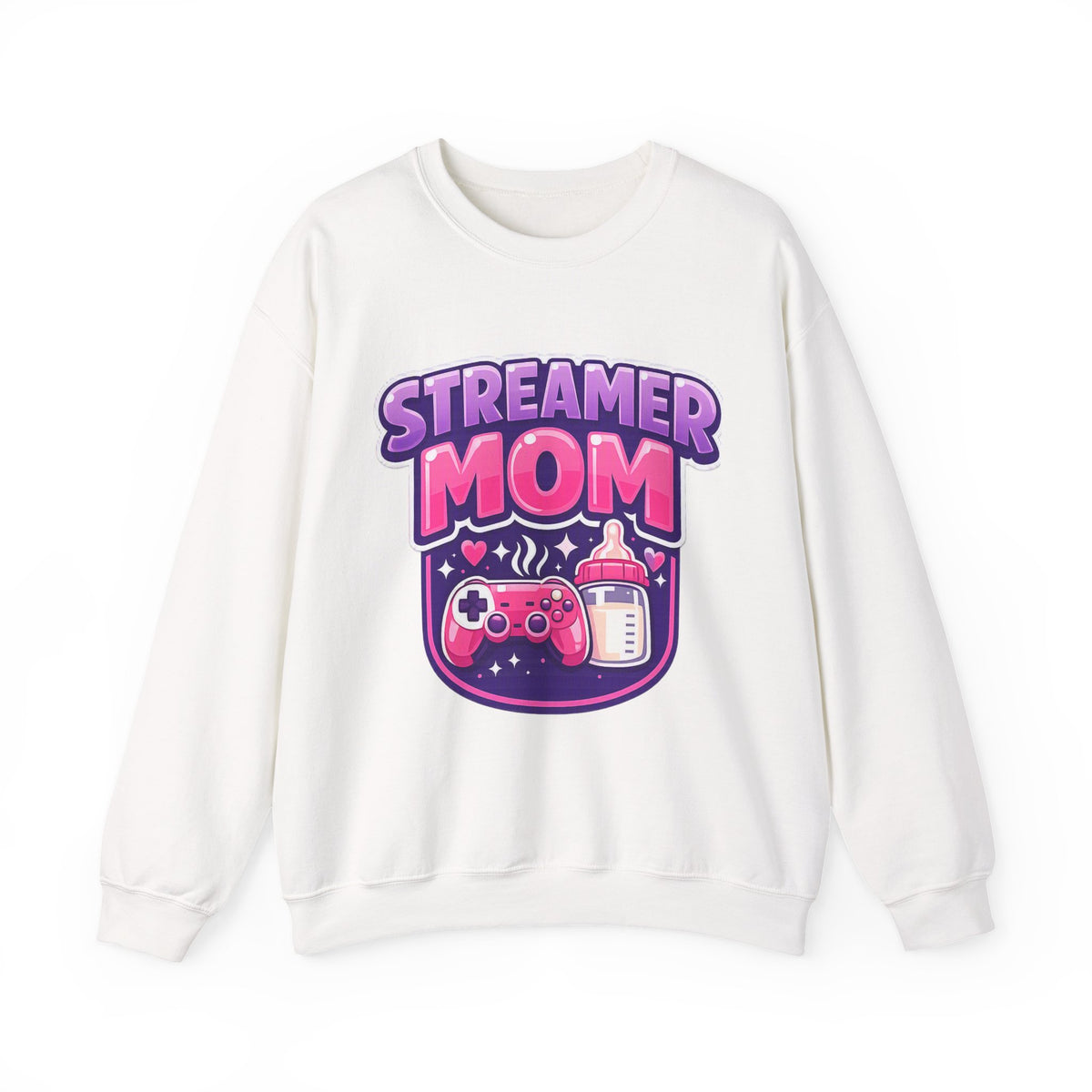 Streamer Mom Sweatshirt — Gamer Mom Crewneck with Controller & Baby Bottle Design