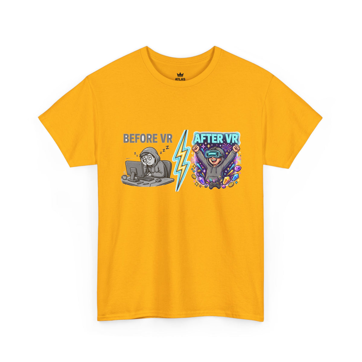 Before VR / After VR T-Shirt — Funny Gamer VR Reality Contrast Tee