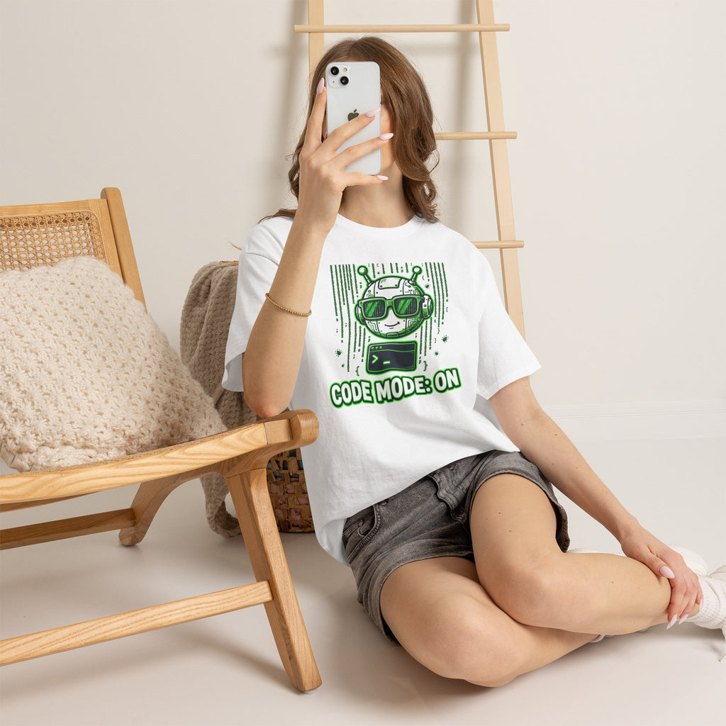 Code Mode On T-Shirt — Funny Programmer Alien Graphic Tee for Developers