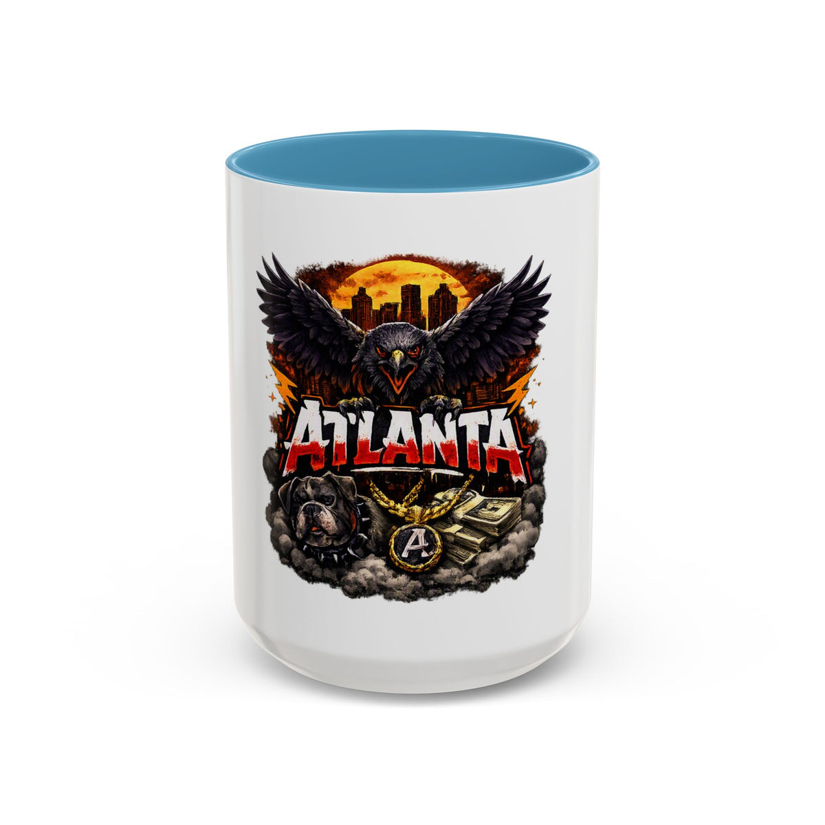Atlanta Raven Graphic Coffee Mug – City Skyline, Money & Bold Team Vibe (11/15oz)