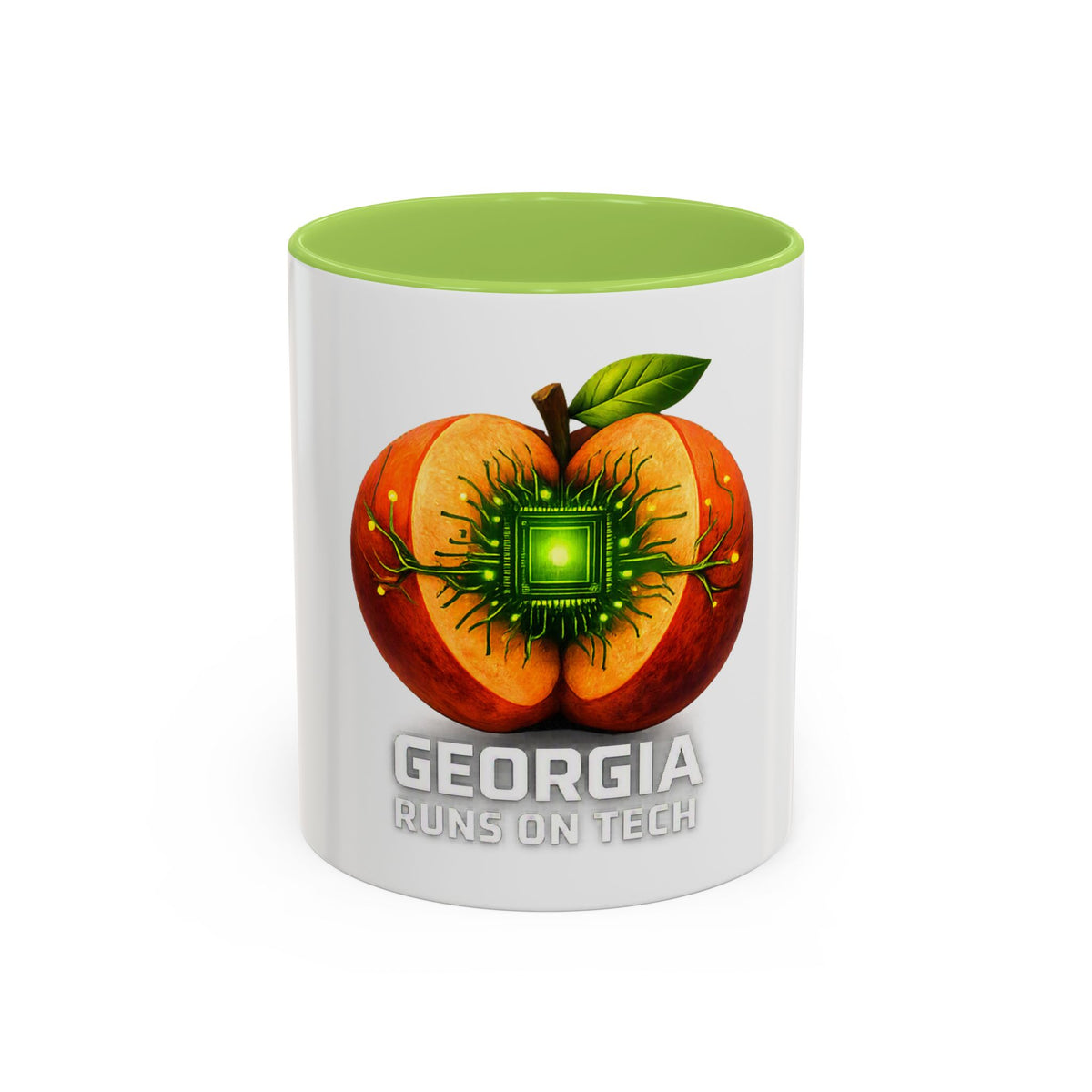 Accent Mug — "Georgia Runs on Tech" Peach Tech Coffee Mug (11/15oz)