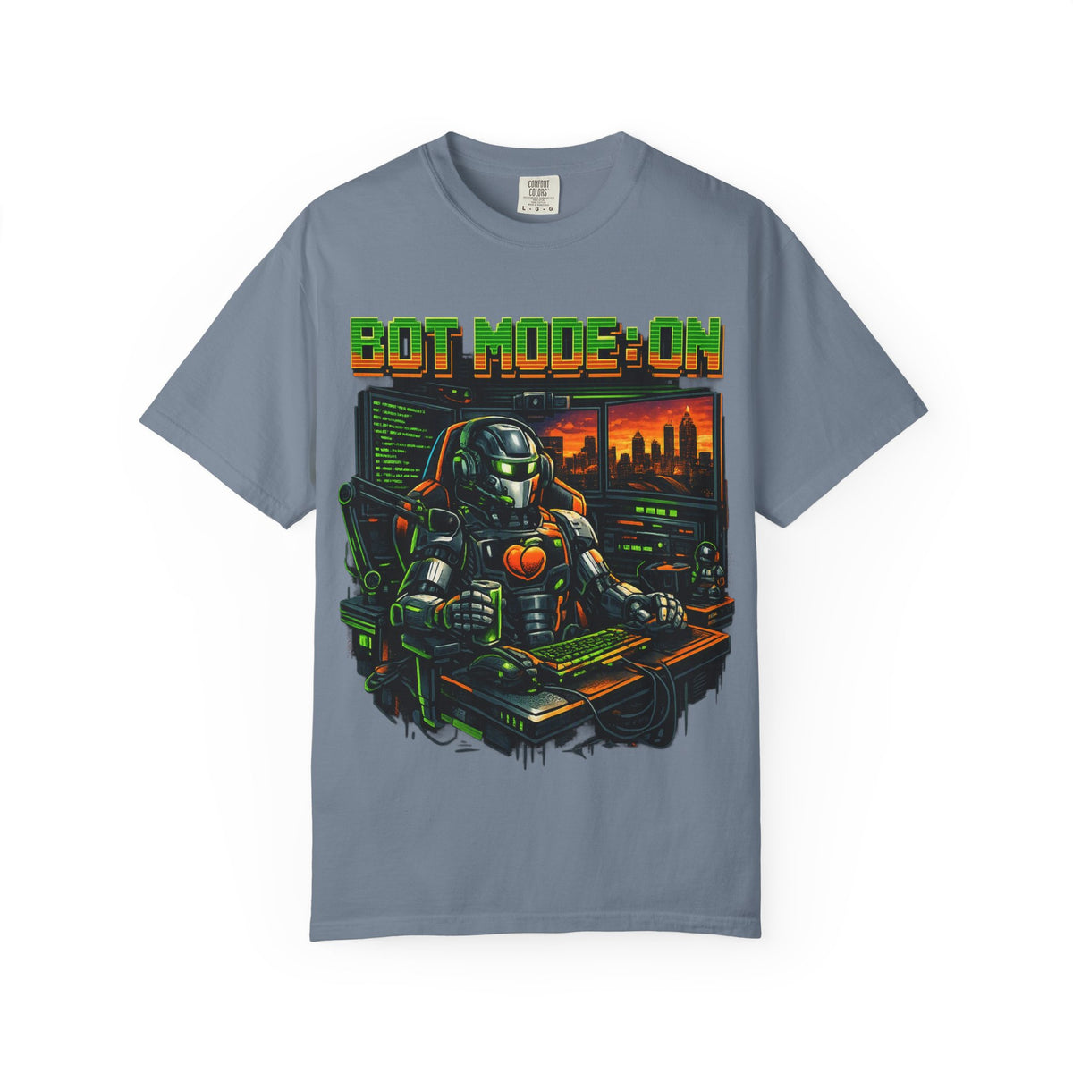 Bot Mode On T-Shirt — Retro Cyberpunk Robot Gamer Tee