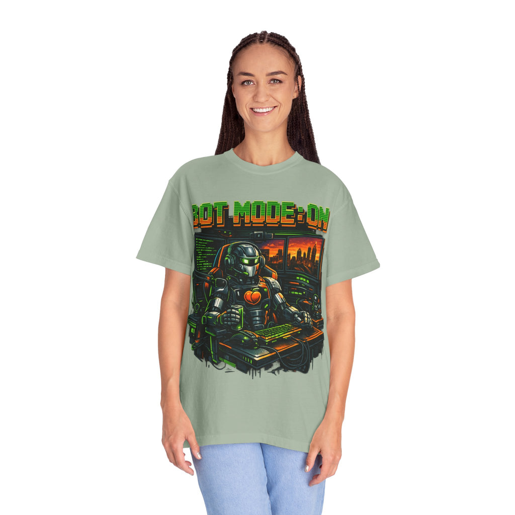 Bot Mode On T-Shirt — Retro Cyberpunk Robot Gamer Tee