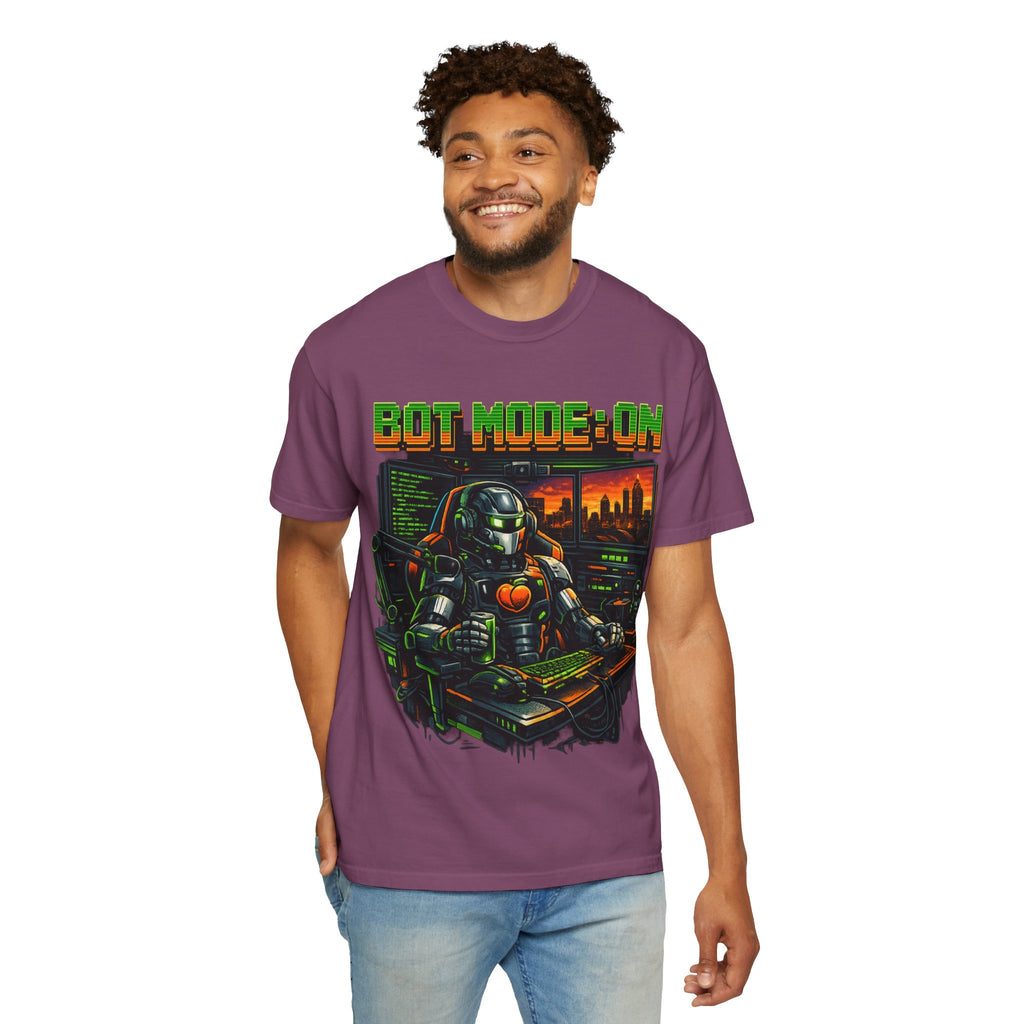 Bot Mode On T-Shirt — Retro Cyberpunk Robot Gamer Tee