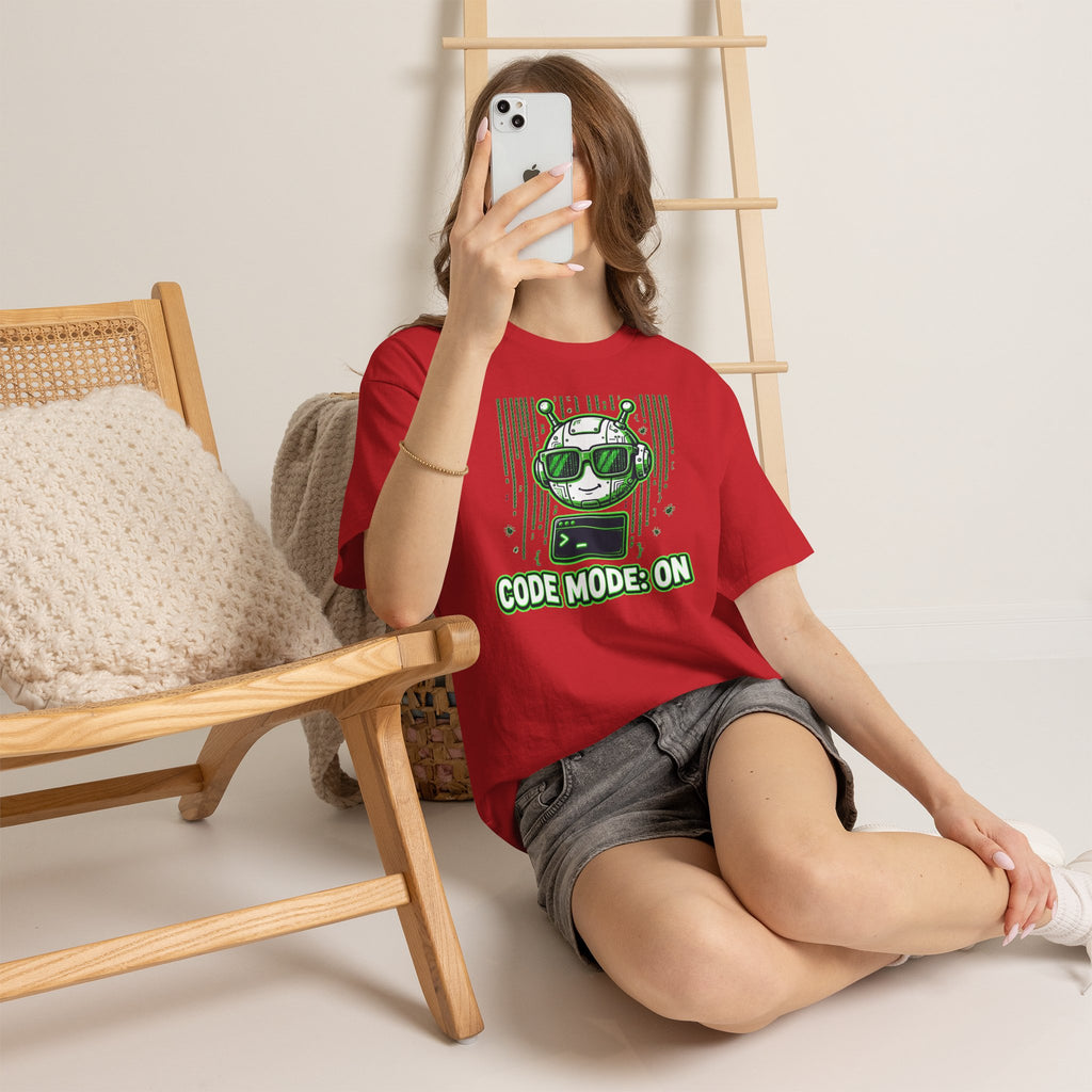 Code Mode On T-Shirt — Funny Programmer Alien Graphic Tee for Developers