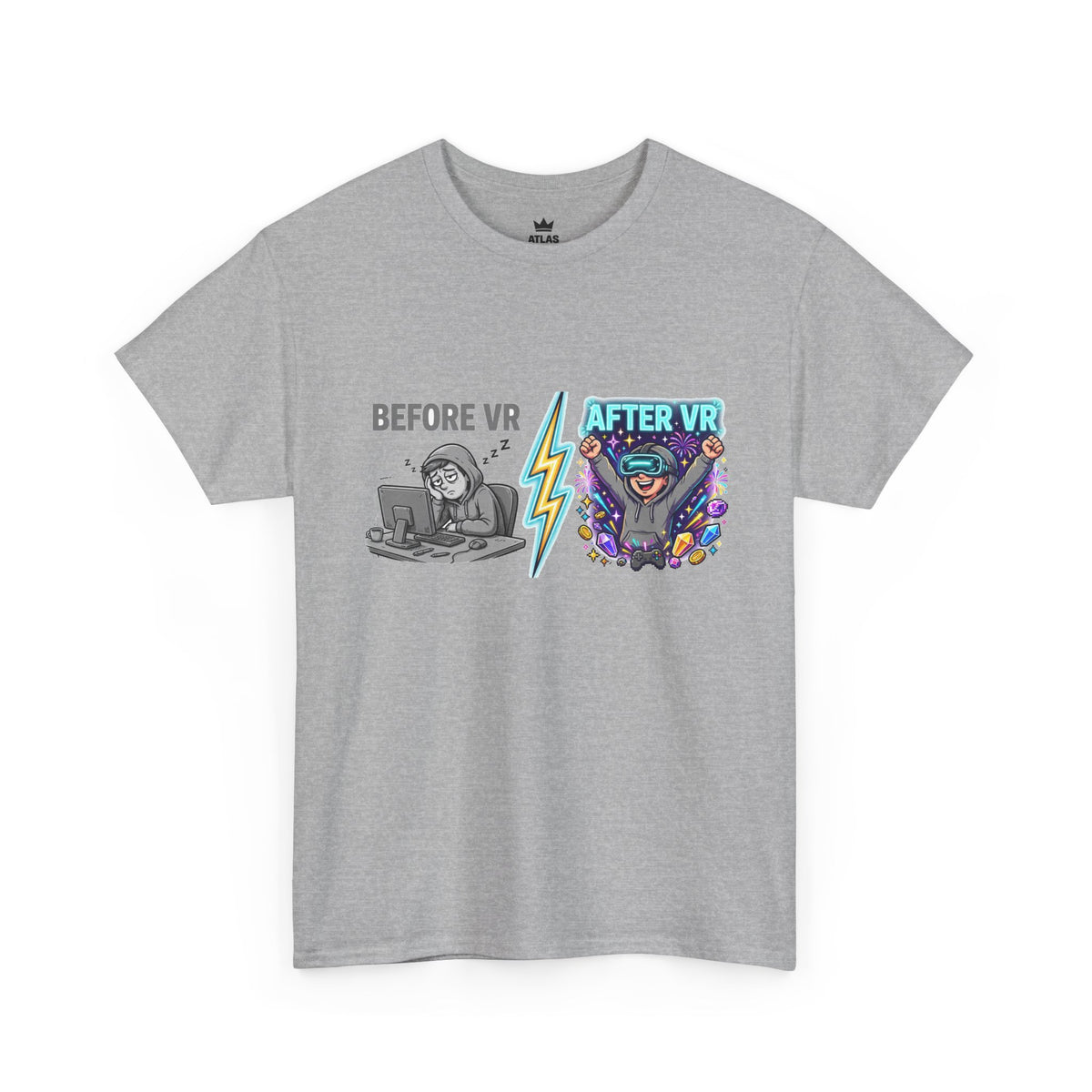 Before VR / After VR T-Shirt — Funny Gamer VR Reality Contrast Tee