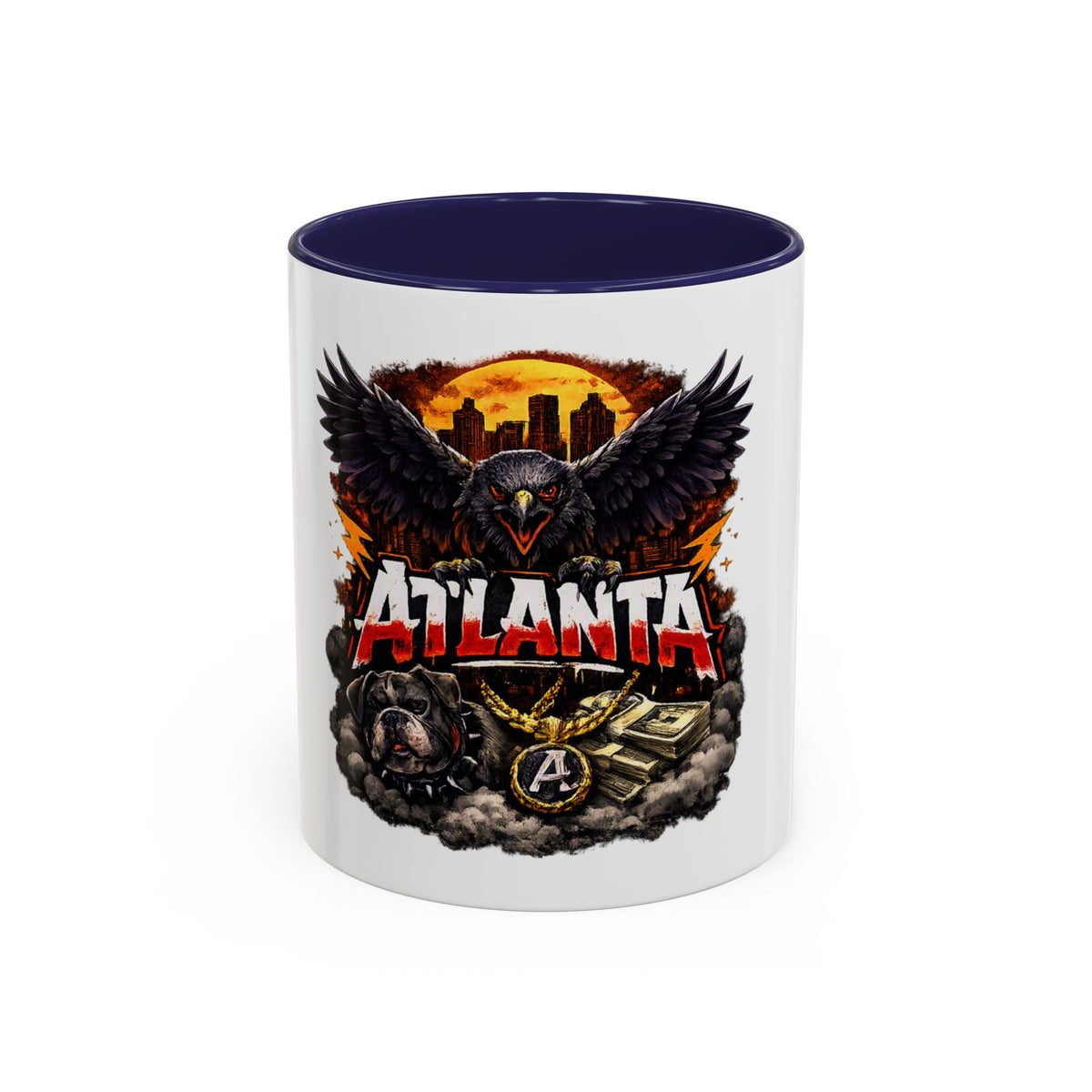 Atlanta Raven Graphic Coffee Mug – City Skyline, Money & Bold Team Vibe (11/15oz)