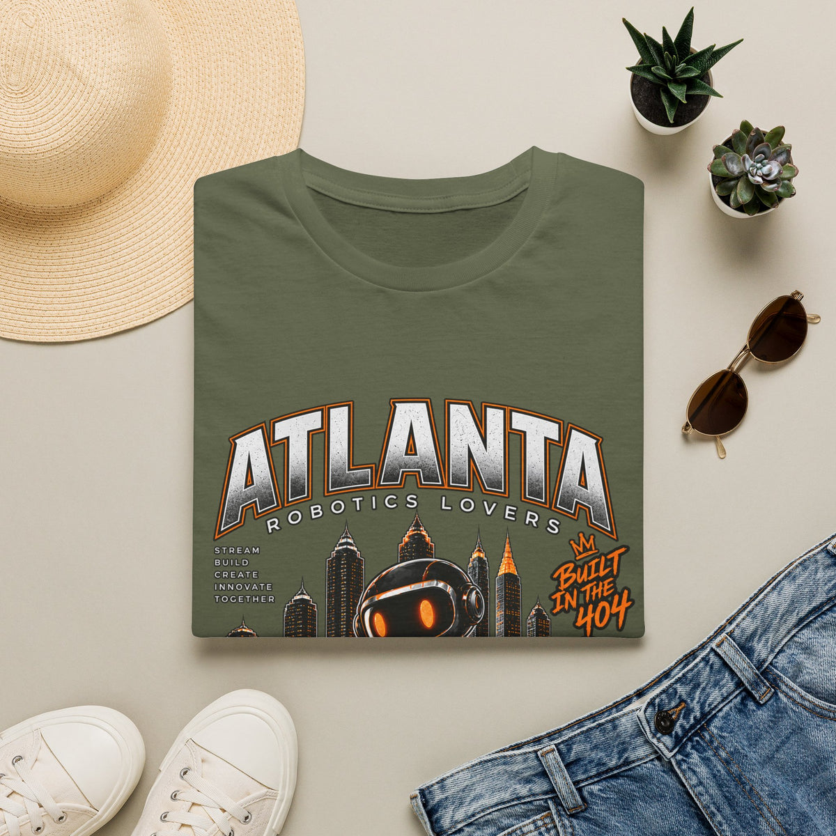 Atlanta Robotics Lovers T-Shirt — Retro City Skyline Tee