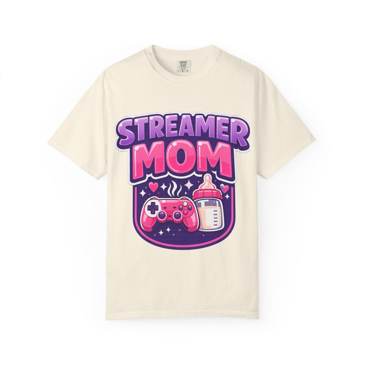 Streamer Mom T-Shirt — Gamer Mom Graphic Tee with Controller & Baby Bottle