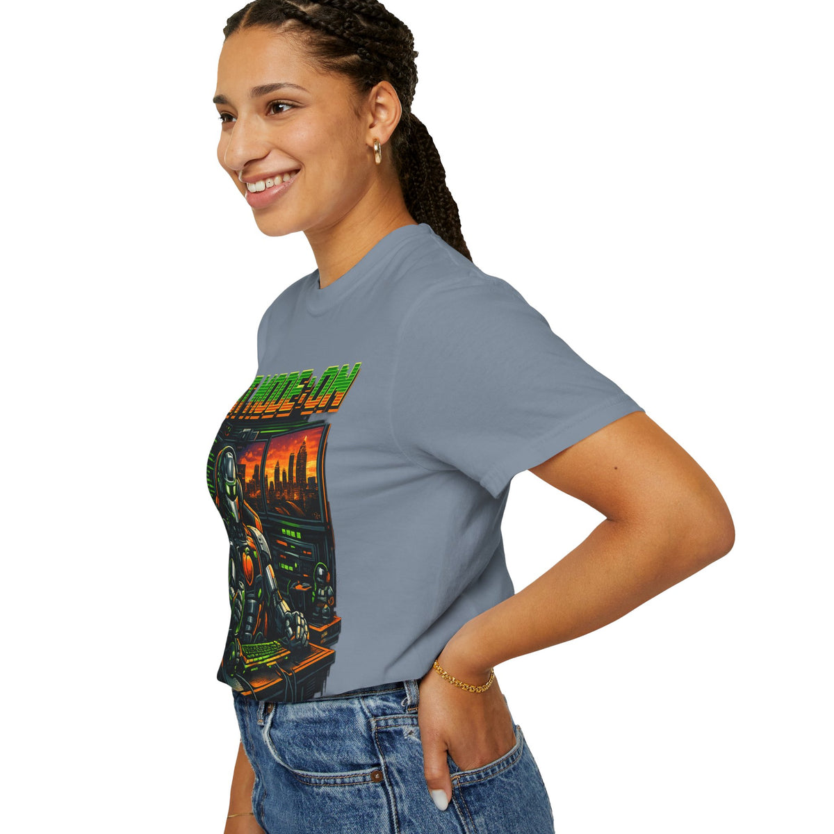 Bot Mode On T-Shirt — Retro Cyberpunk Robot Gamer Tee