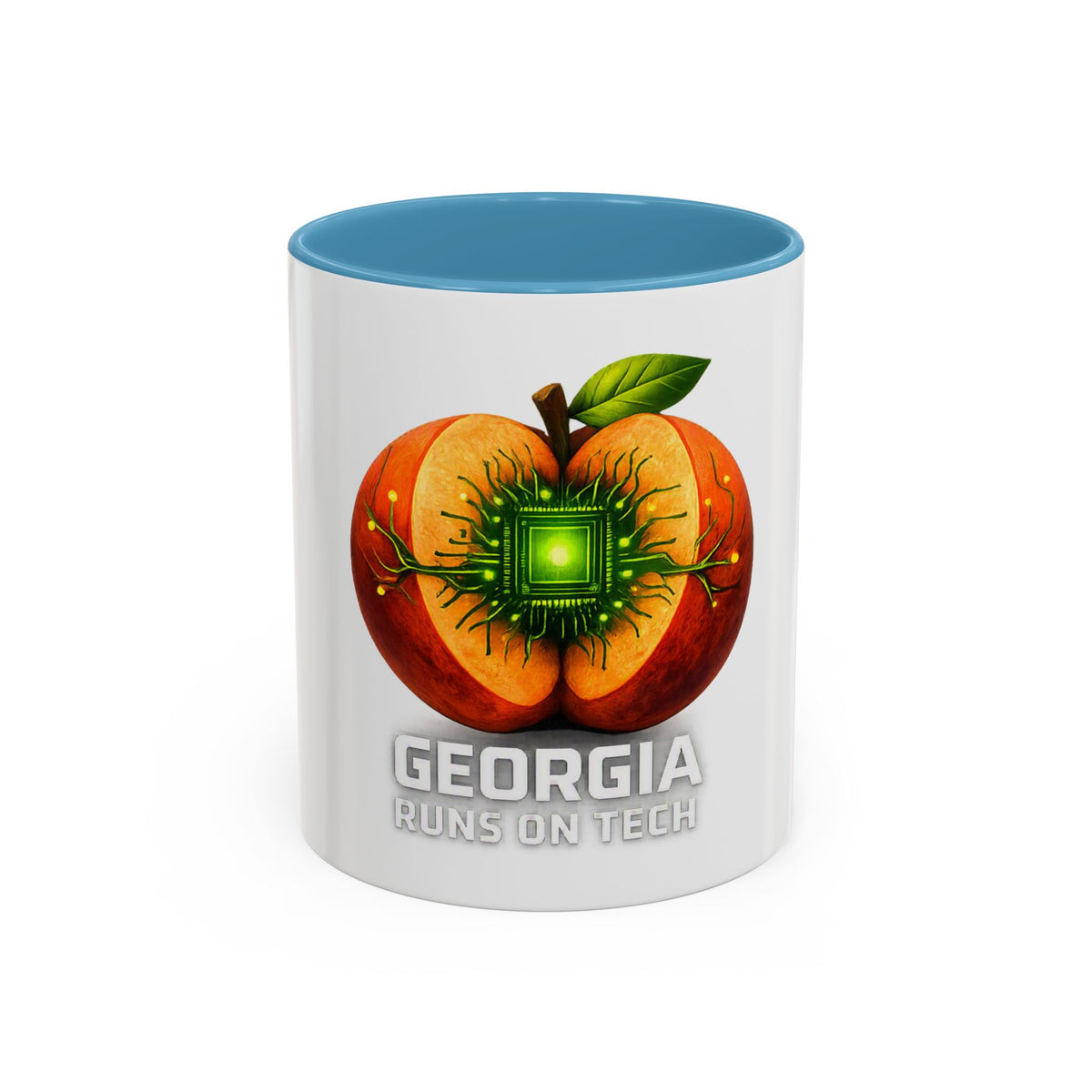 Accent Mug — "Georgia Runs on Tech" Peach Tech Coffee Mug (11/15oz)