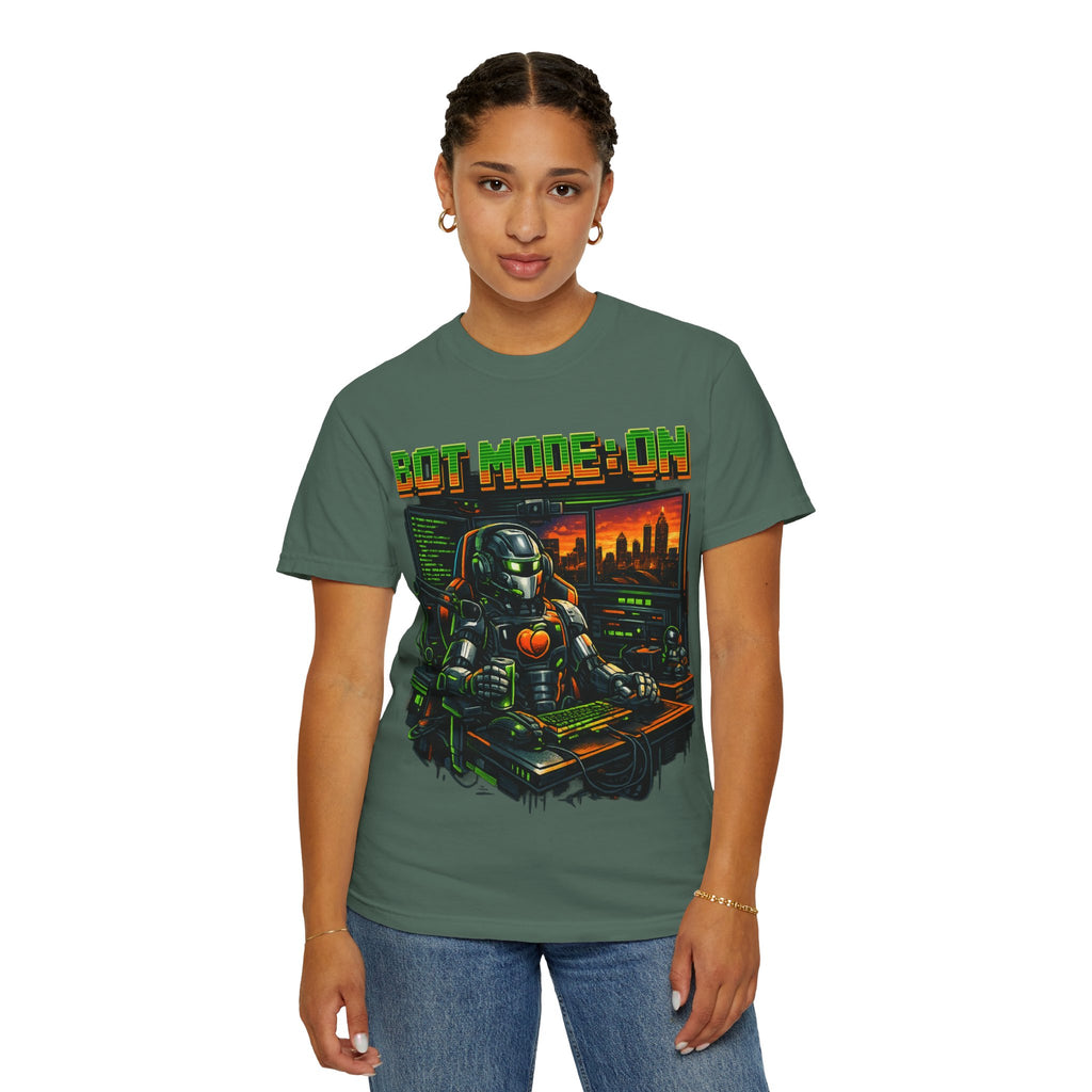 Bot Mode On T-Shirt — Retro Cyberpunk Robot Gamer Tee