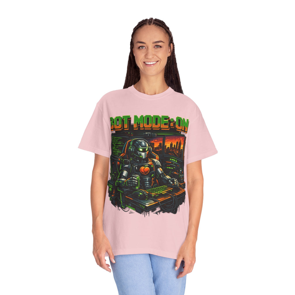 Bot Mode On T-Shirt — Retro Cyberpunk Robot Gamer Tee