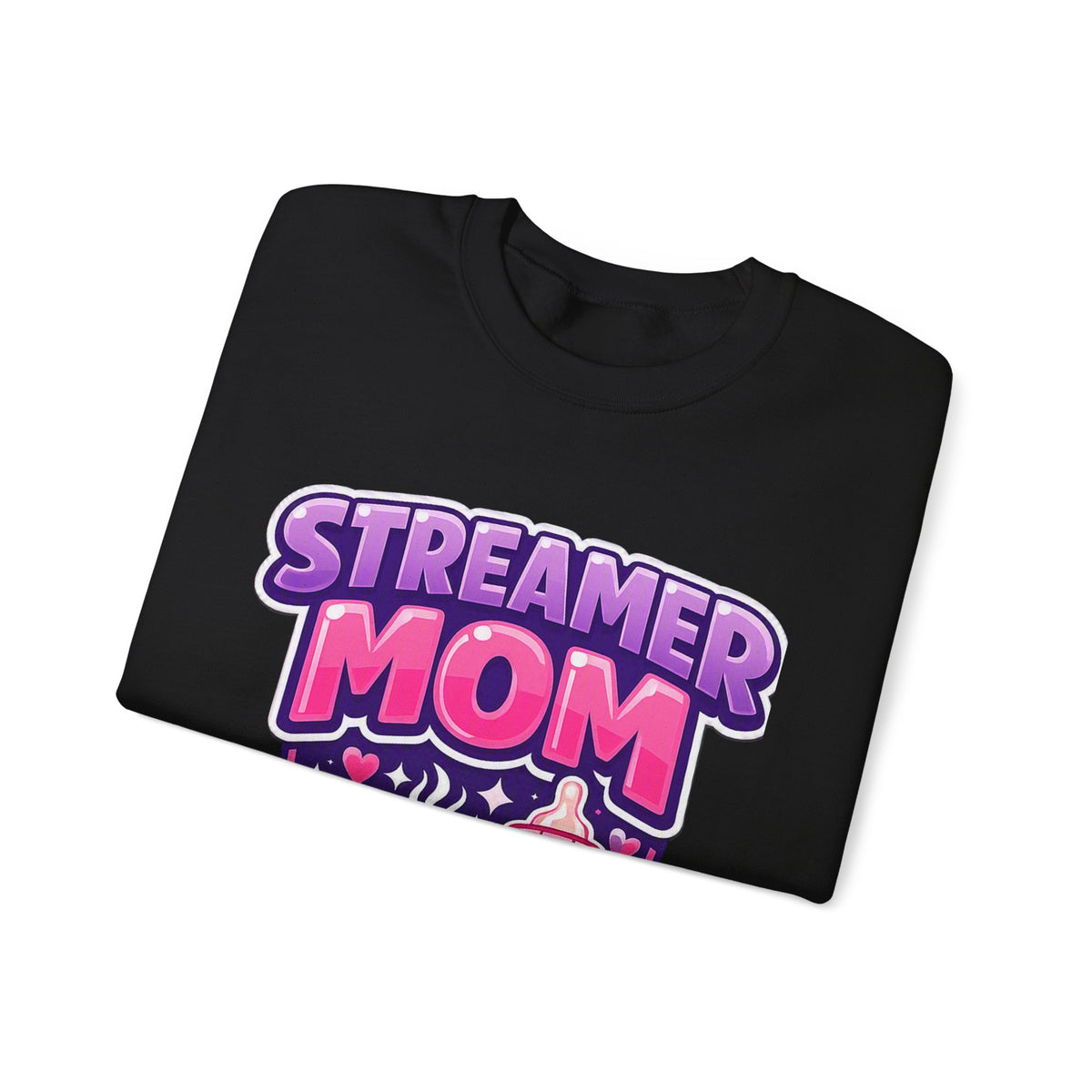 Streamer Mom Sweatshirt — Gamer Mom Crewneck with Controller & Baby Bottle Design