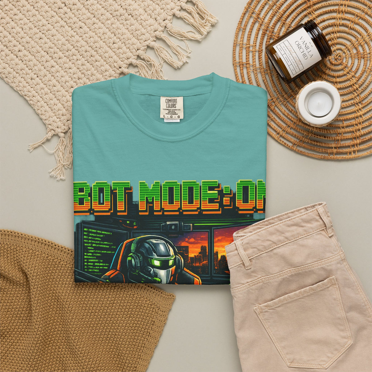 Bot Mode On T-Shirt — Retro Cyberpunk Robot Gamer Tee