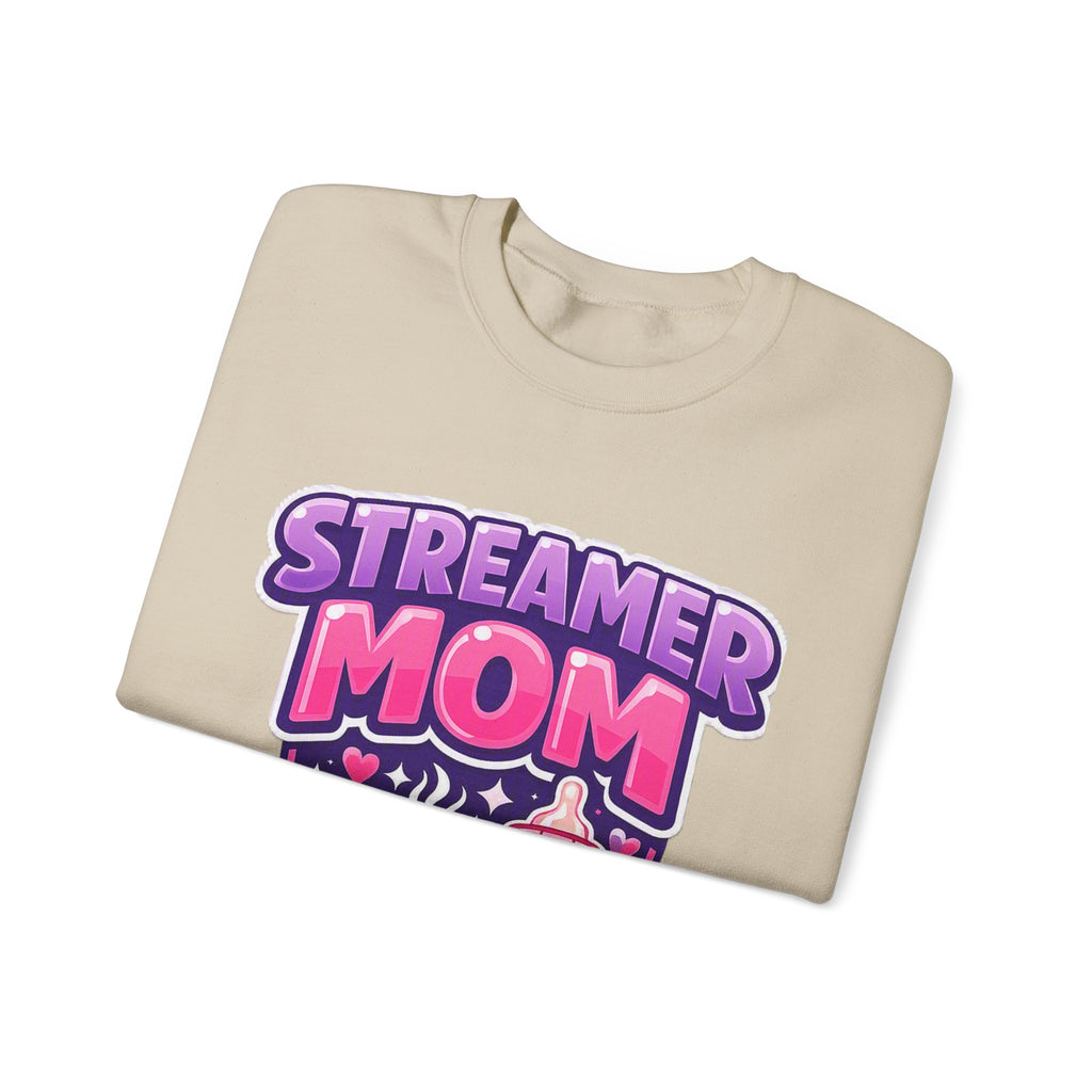Streamer Mom Sweatshirt — Gamer Mom Crewneck with Controller & Baby Bottle Design
