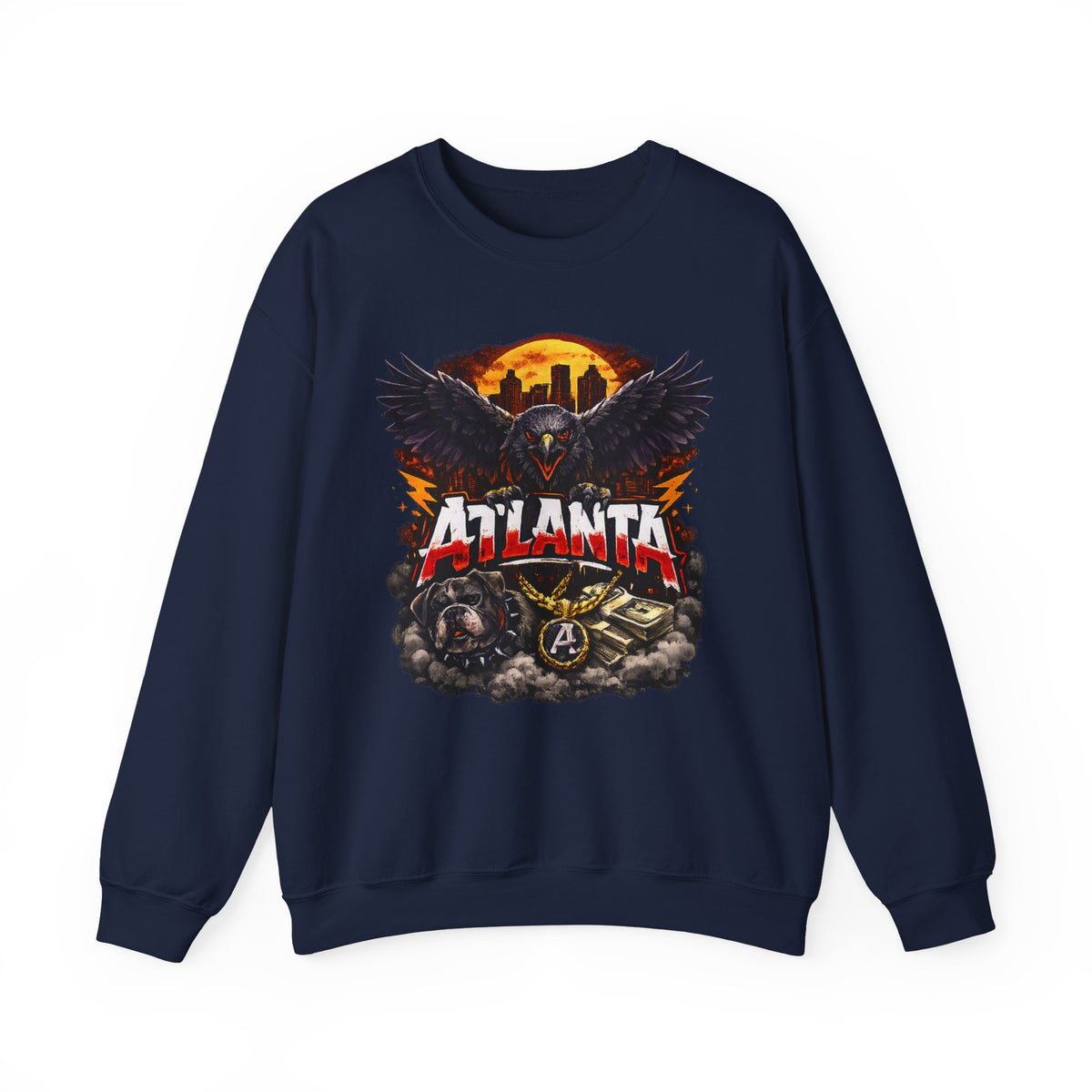 Atlanta Raven Graphic Sweatshirt – City Skyline Vintage Motorcycle Design