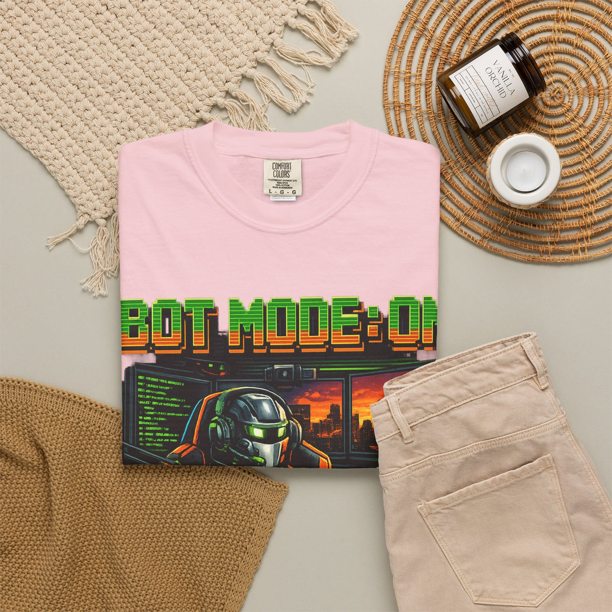 Bot Mode On T-Shirt — Retro Cyberpunk Robot Gamer Tee