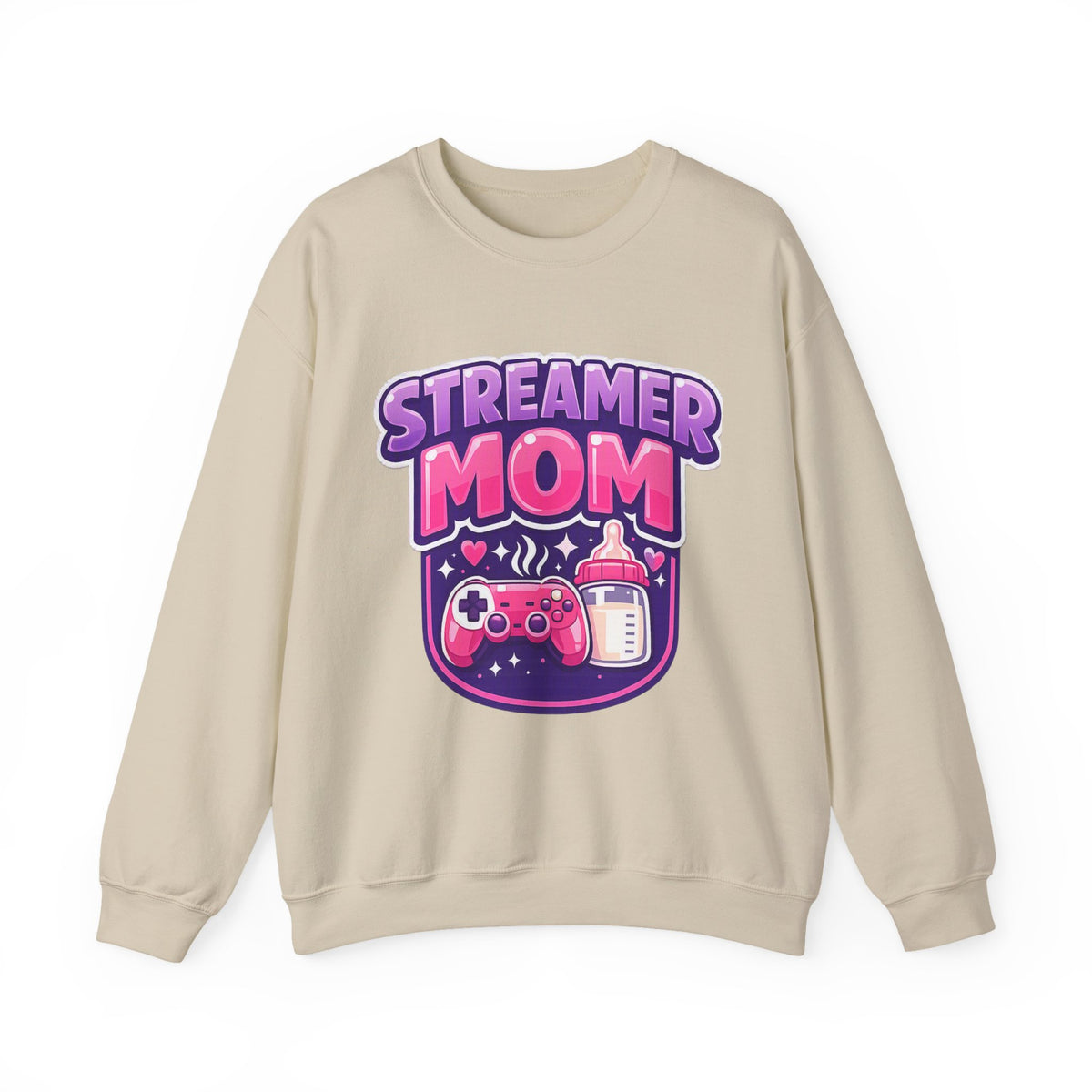 Streamer Mom Sweatshirt — Gamer Mom Crewneck with Controller & Baby Bottle Design