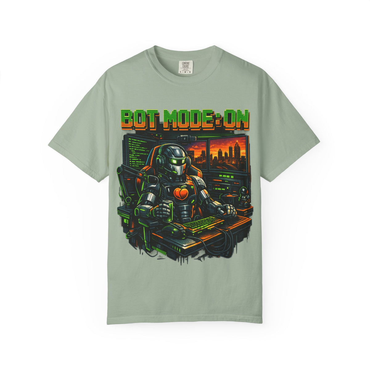 Bot Mode On T-Shirt — Retro Cyberpunk Robot Gamer Tee