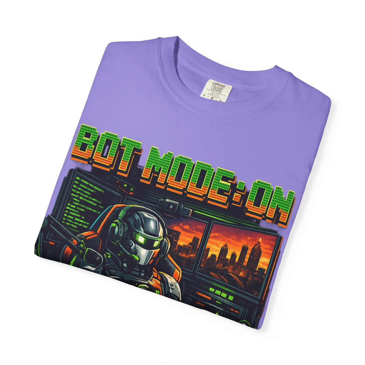 Bot Mode On T-Shirt — Retro Cyberpunk Robot Gamer Tee