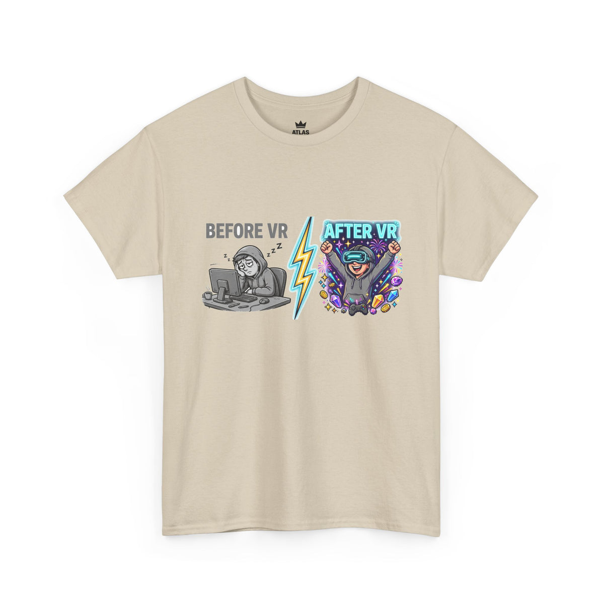 Before VR / After VR T-Shirt — Funny Gamer VR Reality Contrast Tee